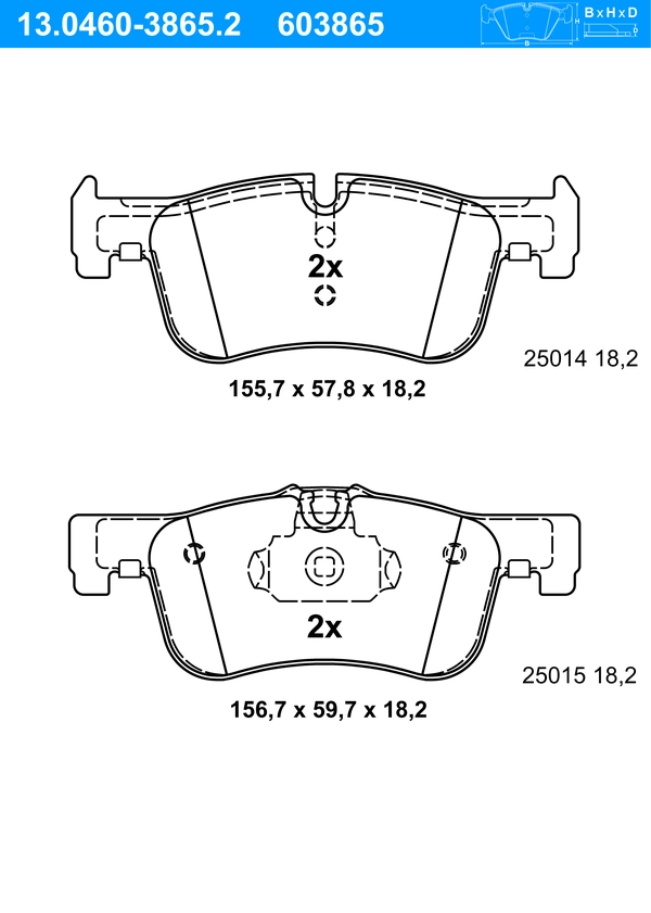 ATE Bremsbelagsatz 13.0460-3865.2 Bremsbeläge,Bremsklötze BMW,1 Schrägheck (F20),1 Schrägheck (F21),2 Coupe (F22, F87),2 Cabrio (F23),1 Van (F20)