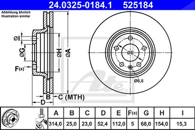 ATE Bremsscheibe 24.0325-0184.1 Bremsscheiben,Scheibenbremsen AUDI,A4 Avant (8K5, B8),A4 Limousine (8K2, B8),A5 Sportback (8TA),A5 Coupe (8T3)