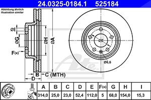 ATE Bremsscheibe 24.0325-0184.1 Bremsscheiben,Scheibenbremsen AUDI,A4 Avant (8K5, B8),A4 Limousine (8K2, B8),A5 Sportback (8TA),A5 Coupe (8T3)