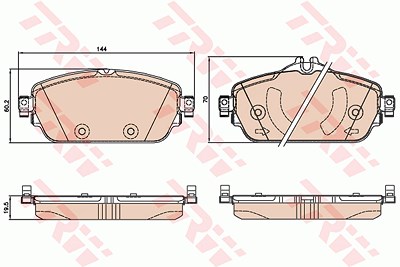 TRW Bremsbelagsatz GDB2070 Bremsbeläge,Bremsklötze MERCEDES-BENZ,C-Klasse T-modell (S205),C-Klasse Limousine (W205),E-Klasse Limousine (W213)