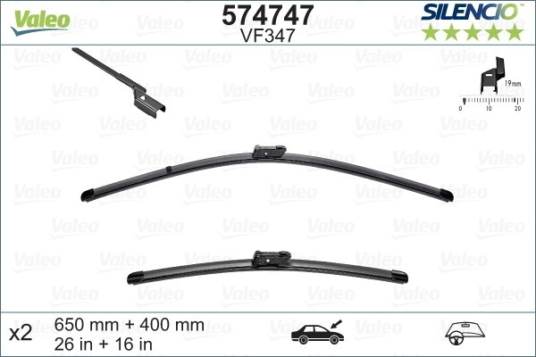 VALEO Scheibenwischer 574747 Wischblatt,Wischerblätter OPEL,FIAT,PEUGEOT,Adam (M13),TIPO Kombi (356_),TIPO Schrägheck (356_),TIPO Stufenheck (356_)