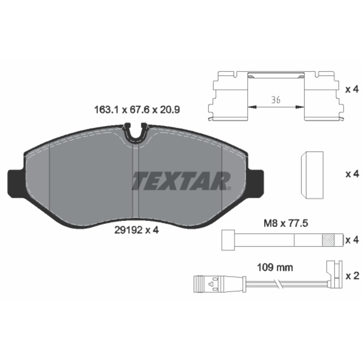 TEXTAR Bremsbelagsatz Q+ 2919202 Bremsbeläge,Bremsklötze VW,MERCEDES-BENZ,CRAFTER 30-50 Kasten (2E_),CRAFTER 30-35 Bus (2E_)