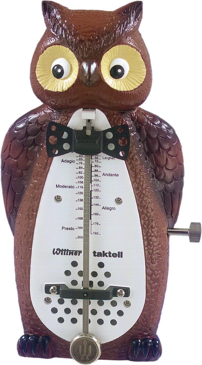Wittner 839 Metronom "Eule", mechanisches Taktell mit Pendel im Eulen-Gehäuse