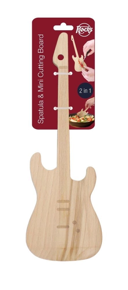 E-Gitarren-Pfannenwender und Mini-Schneidebrett Chopping Board aus Buchenholz