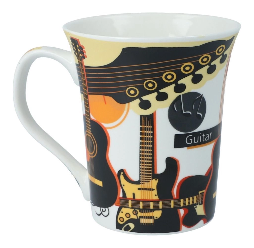 Notentasse Tasse Becher E- & Akustikgitarre und Servietten "Musique" SET