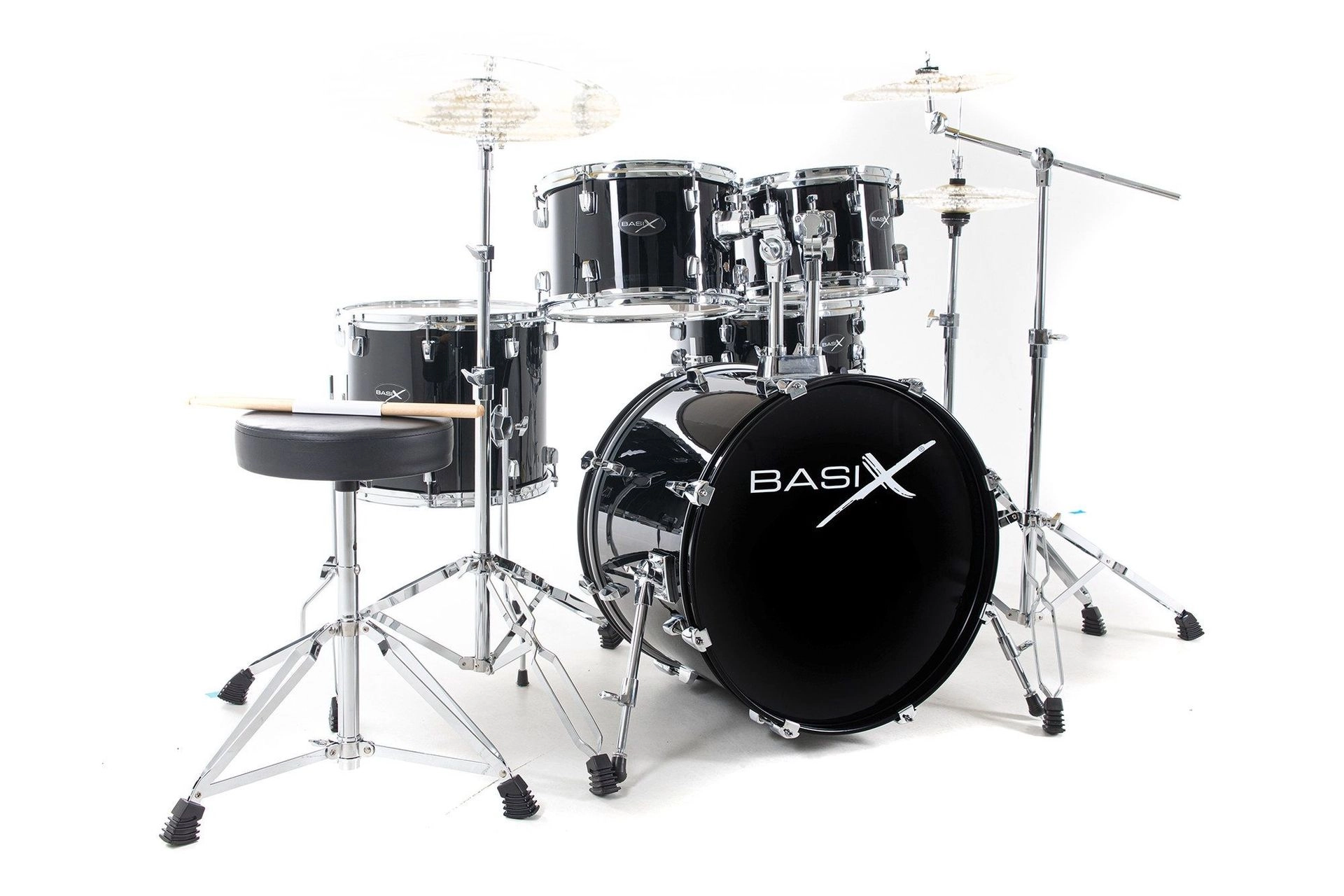 Basix Classic Einsteiger Schlagzeug-Set schwarz