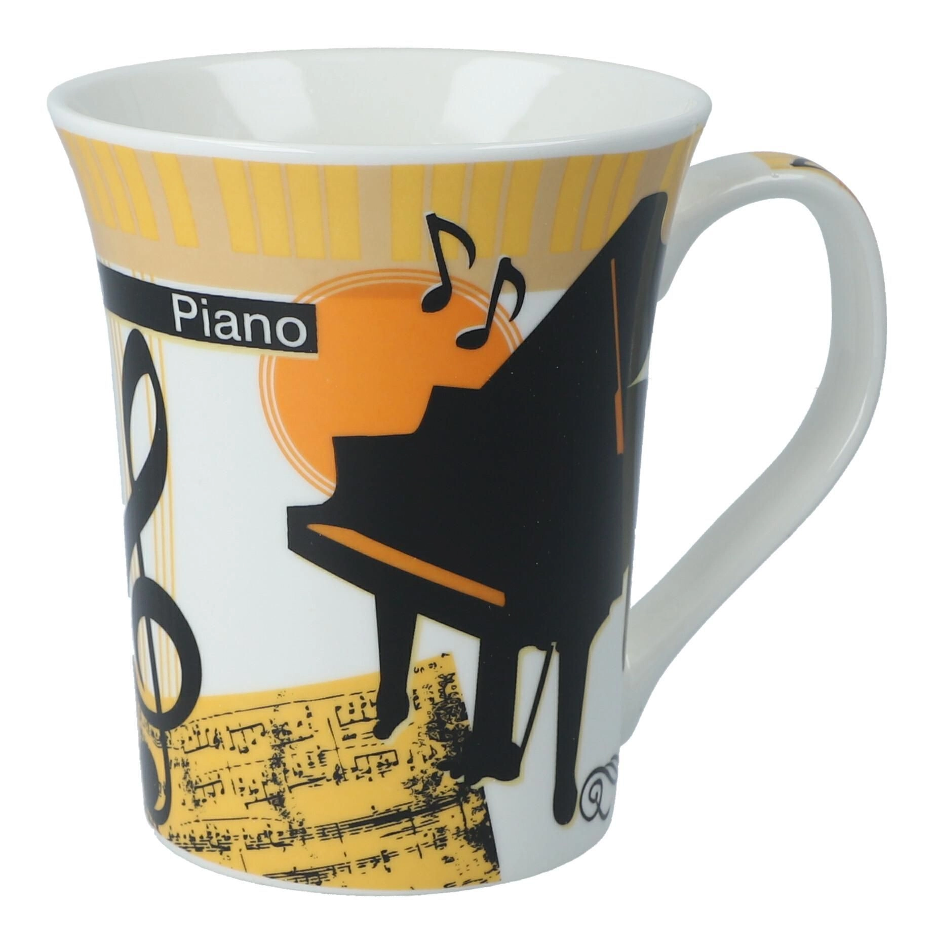 Notentasse Tasse Becher Piano & Flügel und Servietten "Musique" SET