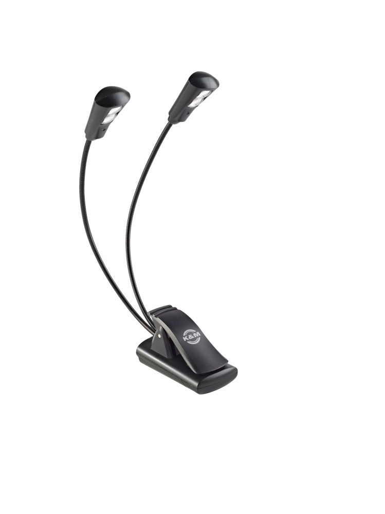 K&M 12244 Notenpultleuchte/Leseleuchte Double 2 LED Flex, inkl. Batterien