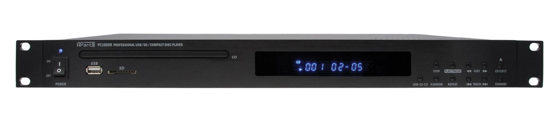 Apart PC 1000R MKll CD-Player, SD-Card, USB, MP-3, 19"/ 1HE, black