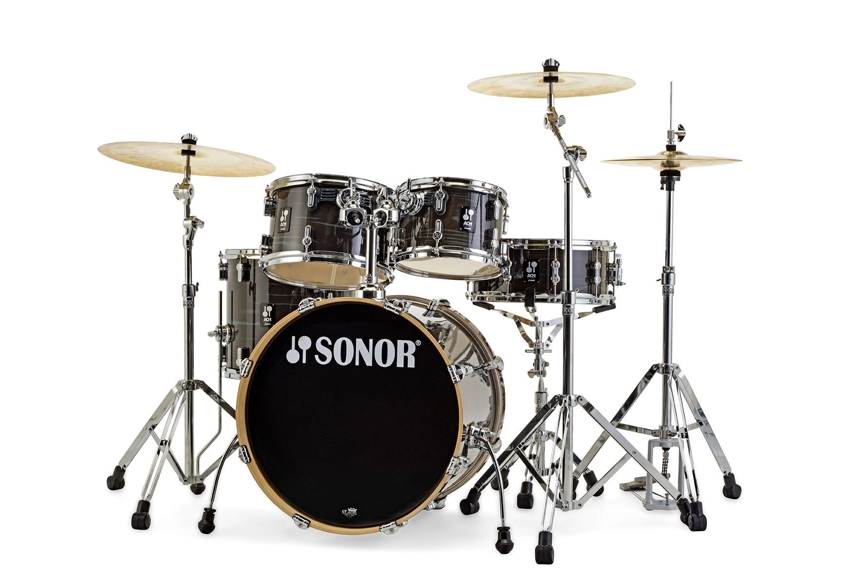 Sonor AQ1 Stage Set Woodgrain Black 22/10/12/16 und Snare