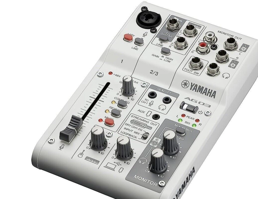 Yamaha AG03 MK2 WH Mixer mit internem USB 2.0 Audiointerface Farbe: weiß