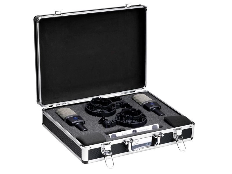 AKG C 214 ST Studio Mikrofon StereoSet, 2 Großmembranmikrofone mit Spinne, blau