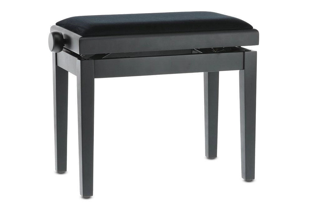 Markstein Klavierbank DELUXE schwarz matt, Sitzbezug schwarz, verstellbar