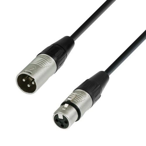 DMX-Kabel XLR male/female, 3 pol. 0,5m Meter, für Lichtsteuerung, schwarz