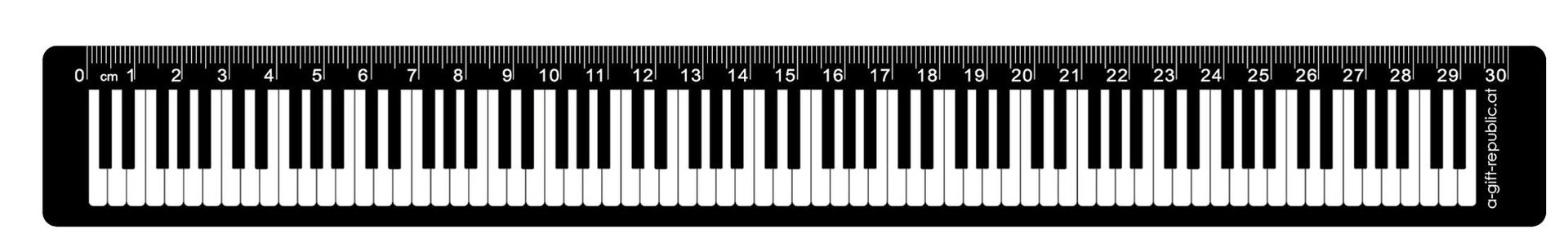 Lineal 30 cm, Noten & Notenlinien, weiß mit schwarzem Druck