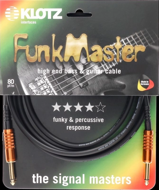 Klotz Funkmaster Gitarrenkabel, 4,5m 6,3mm Klinke/Klinke gerade, Gold, TM-0450