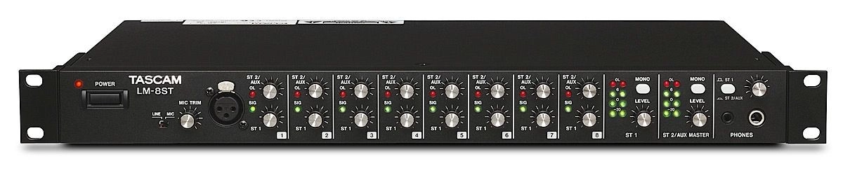 Tascam LM-8ST Mixer, 19", 1 HE, 8 Kanal Linemixer mit 1 Mikrofoneingang
