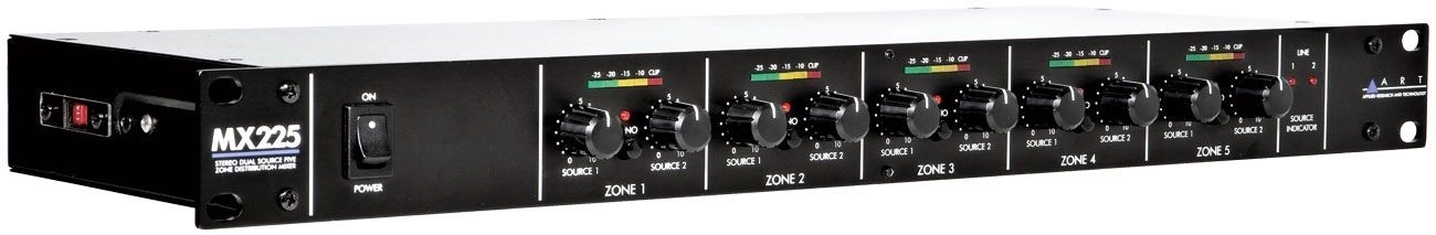 ART MX 225 19" 5 Zonen Mixer, Matrixmixer, 4x XLR Line-IN + 10x XLR Line-Out