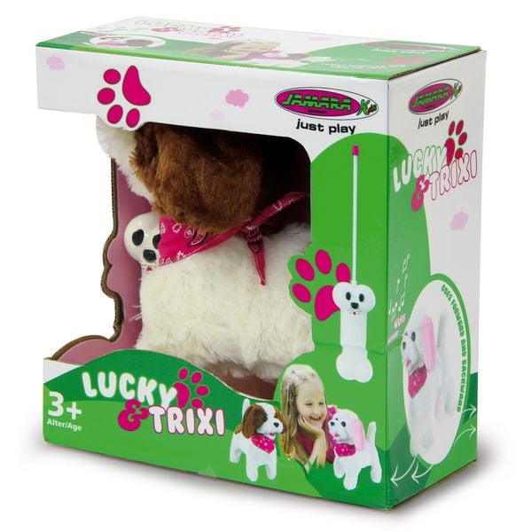 JAMARA Lucky RC Plüschhund Weiss/Braun 27MHz