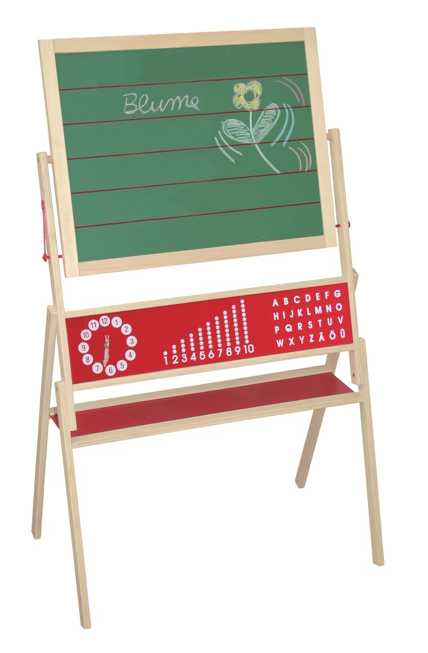 Tafel, Standtafel drehbar, Schreibtafel liniert, Maltafel magnetisch, Kindertafel Holz, natur