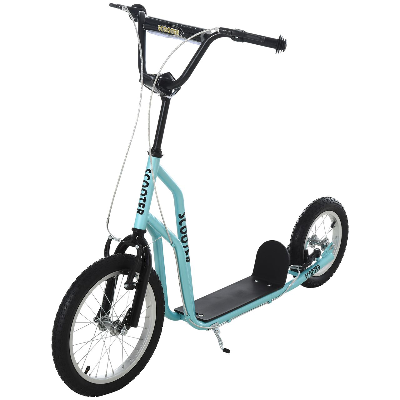 Kinderroller Scooter Tretroller Cityroller Kinder Roller Kickboard mit Luftreifen16/12 Zoll Blau 135 x 58 x 88-94 cm