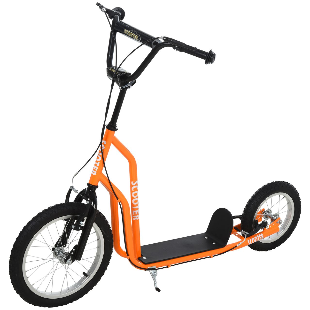 Kinderroller Scooter Tretroller Cityroller Kinder Roller Kickboard mit Luftreifen16/12 Zoll Orange 135 x 58 x 88-94 cm