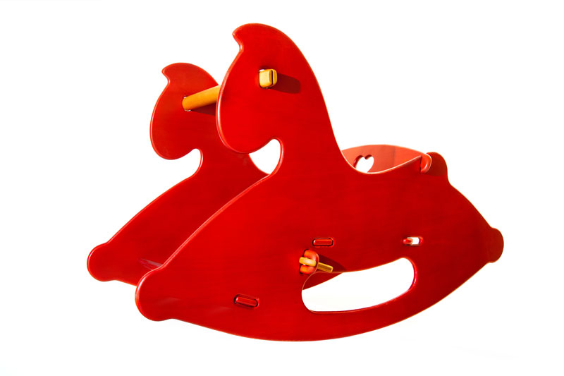 Schaukelpferd aus Holz (rot) / rocking horse