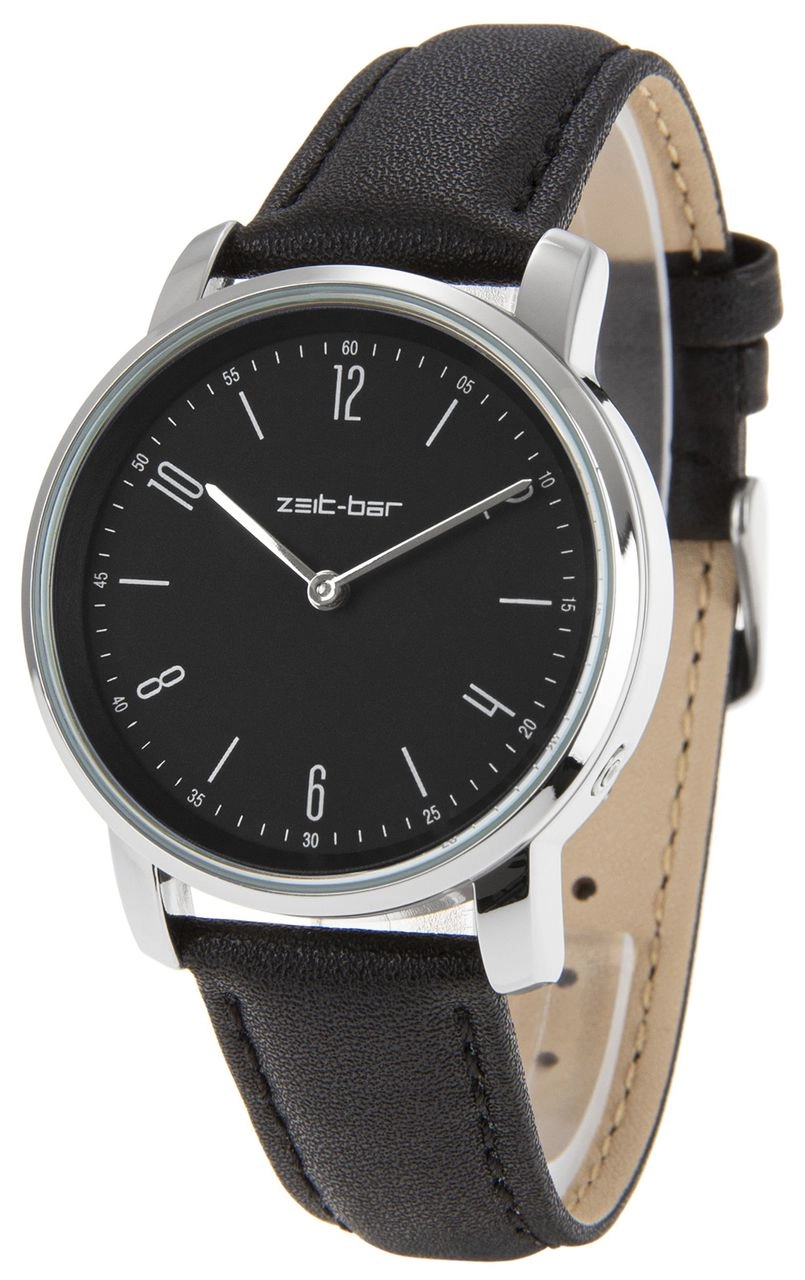 Funk-Armbanduhr Damen, Metall-Gehäuse, Leder-Uhrband