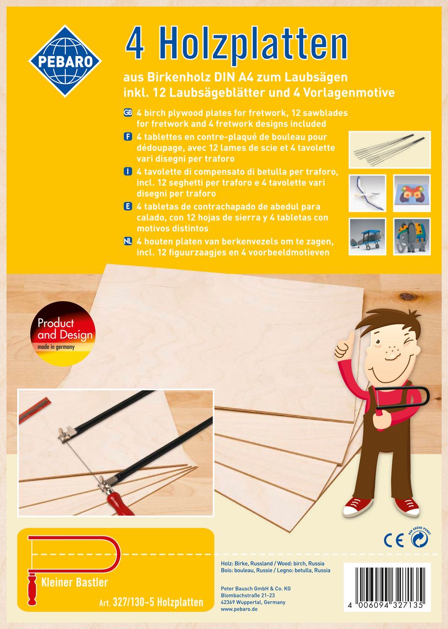 Birkensperrholzplatten mit Laubsägeblätter und Motivvorlagen