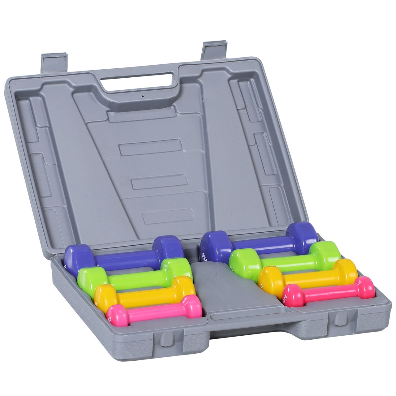 Hantelset Kurzhantel Set mit Koffer Tragbar 4 Hantelpaare 0,5 kg/1 kg/1,5 kg/2 kg für Zuhause und Fitnessstudio Eisen+Kunststoff 41 x 30 x 8 cm