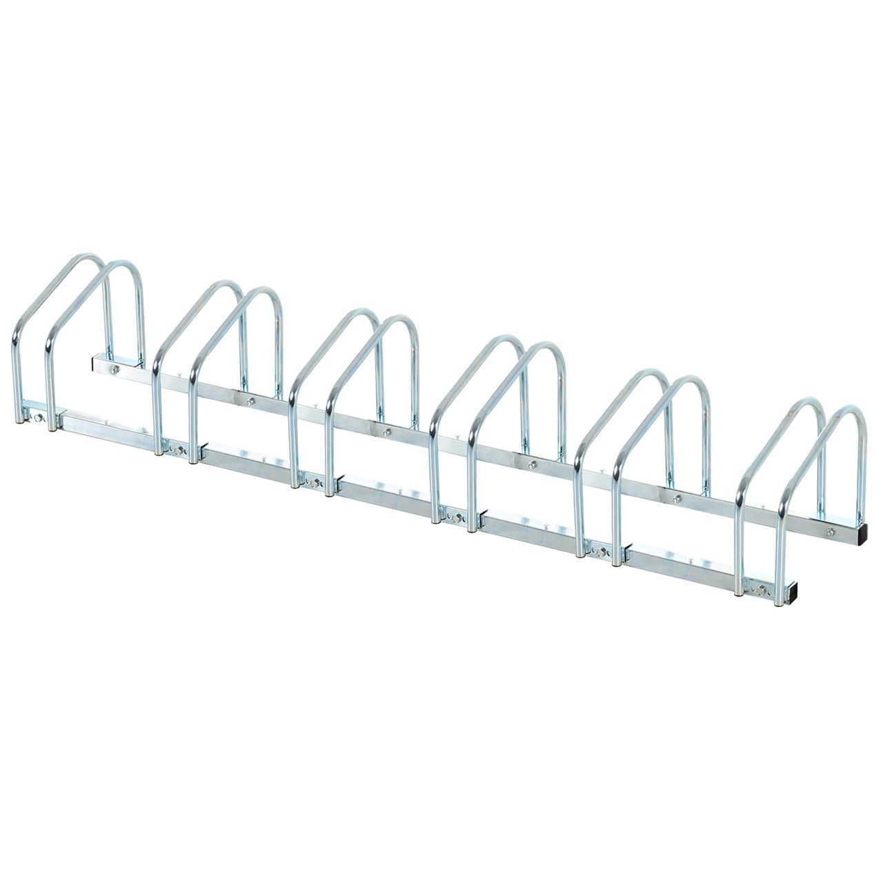 Fahrradständer Radständer Mehrfachständer Aufstellständer Fahrrad Ständer wetterfest langlebig Boden- und Wandmontage Stahl bis 6 Fahrräder Silber 179 x 33 x 27 cm