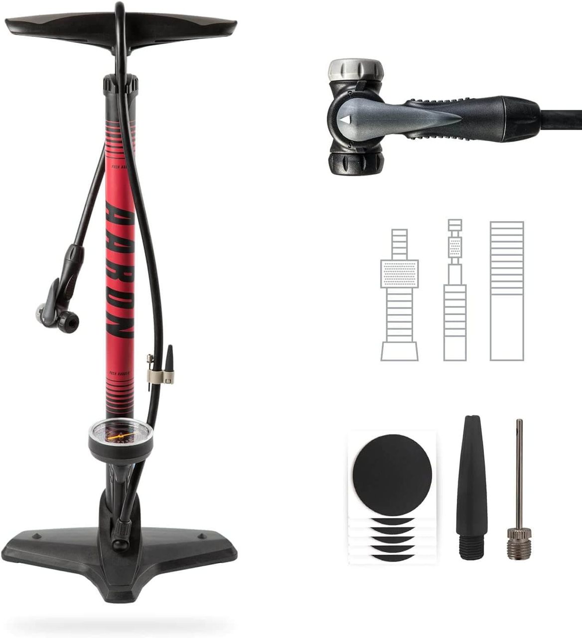 Luftpumpe Sport One in Rot Fahrrad-Stand-Pumpe für alle Ventile mit Manometer