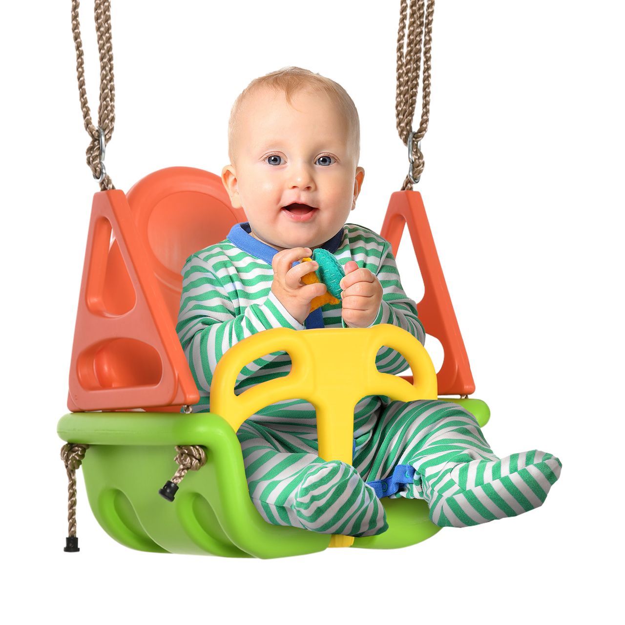 3-in-1 Babyschaukel, Kinderschaukel mit verstellbarem Seil, Grün