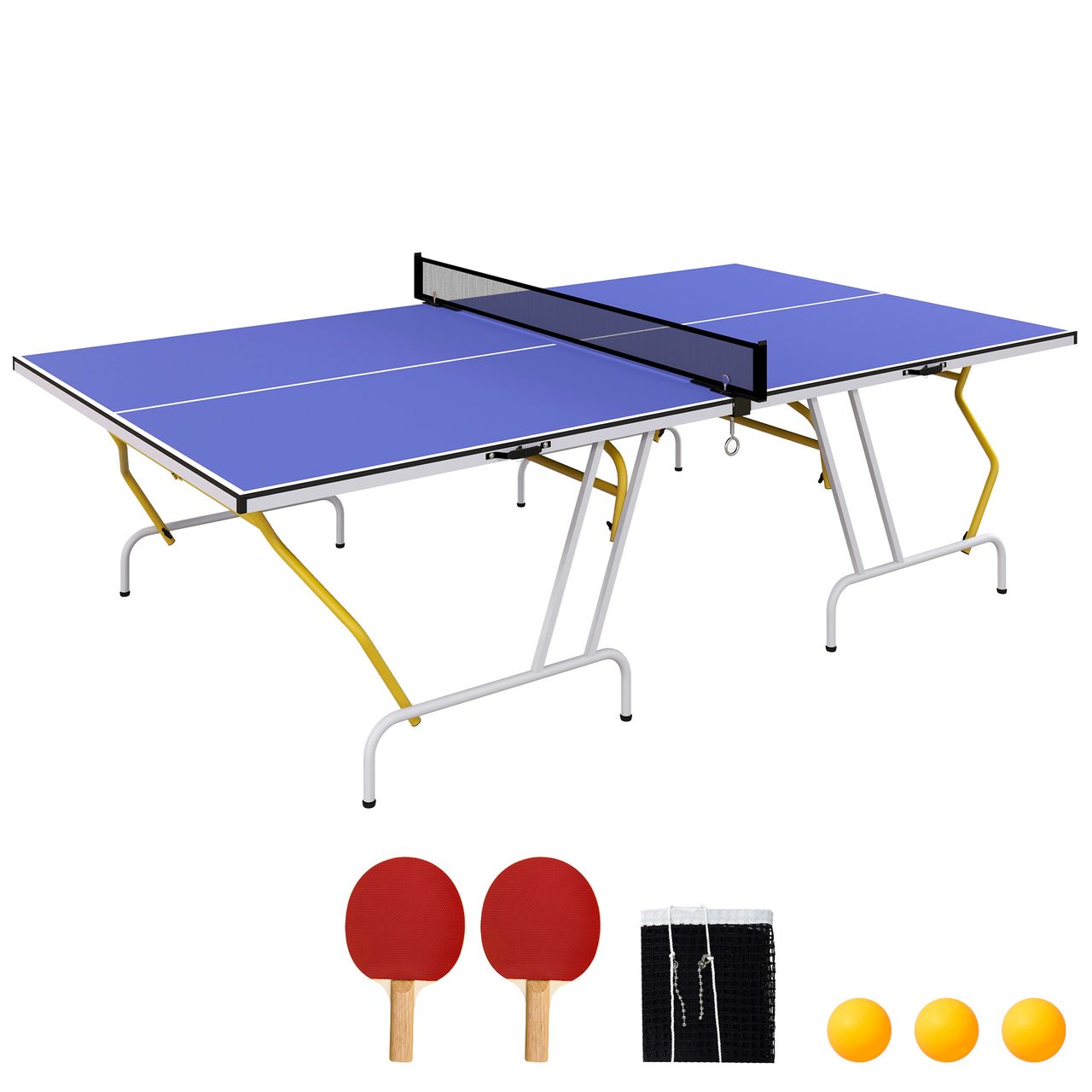 SPORTNOW Tischtennisplatte Tischtennistisch in Viertel Klappbar mit 3 Bällen