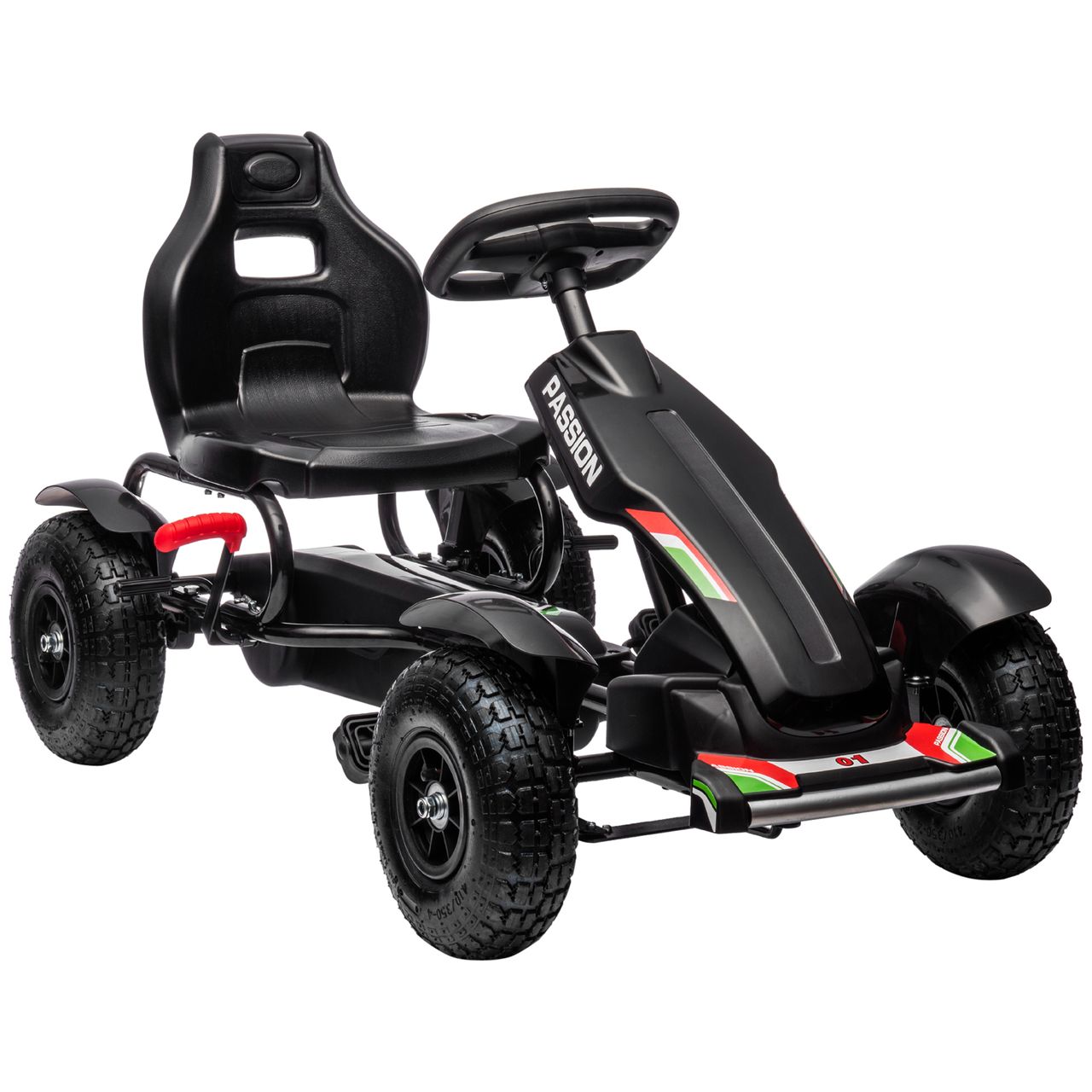 HOMCOM GoKart, Tretfahrzeug mit Bremse, Kinderfahrzeug mit verstellbarem Sitz