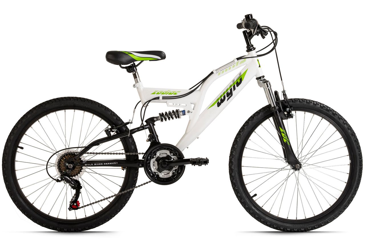 WYLD Kinder-Mountainbike Fully 24'' Zodiac weiß 18 Gänge RH 38 cm