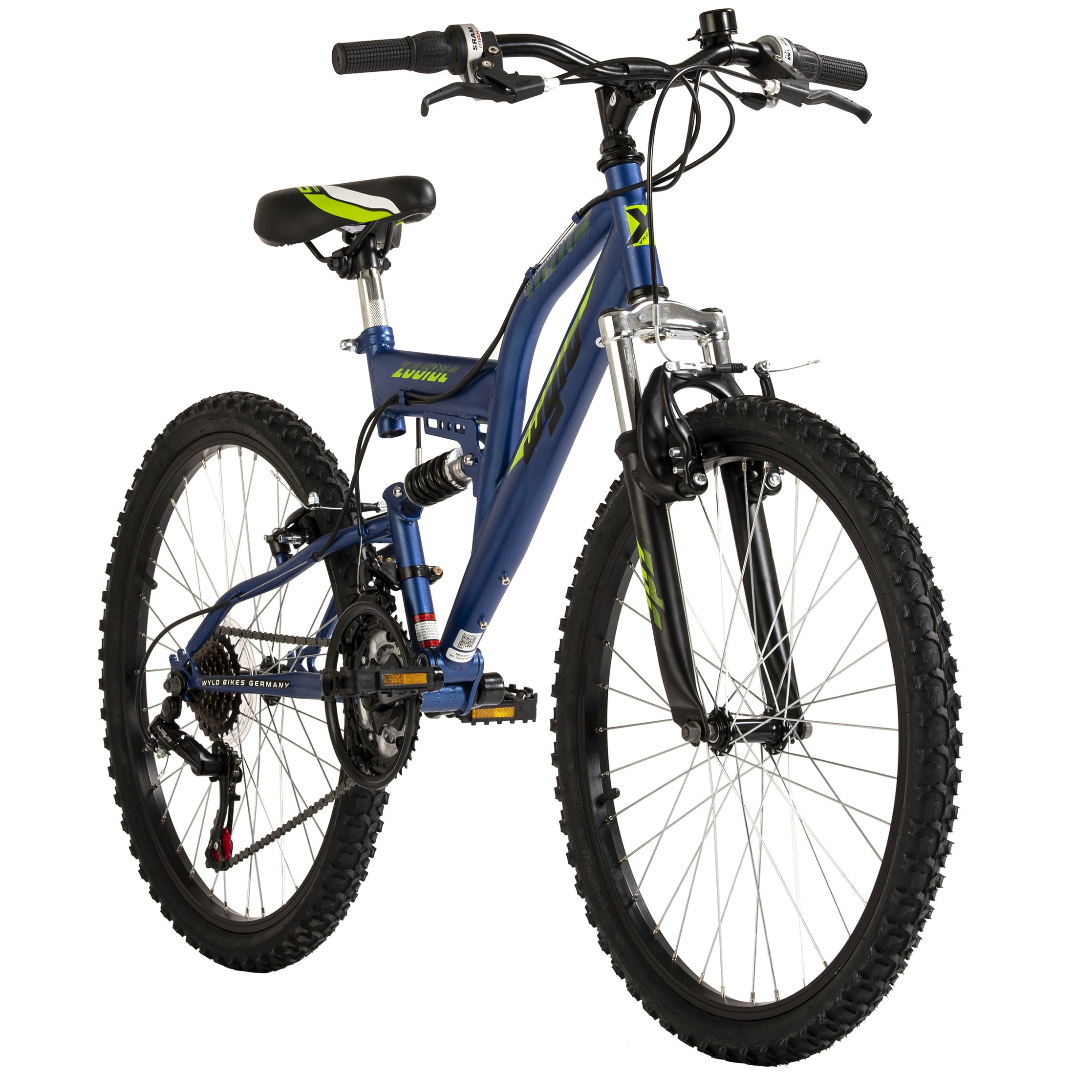 WYLD Kinder-Mountainbike Fully 24'' Zodiac blau 18 Gänge RH 38 cm