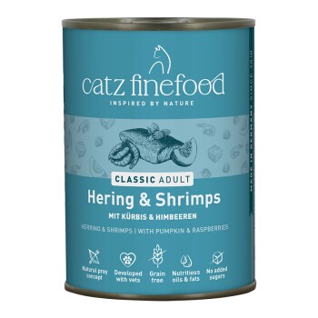 Catz finefood Nassfutter Katze Classic Adult No. 13 Hering und Shrimps 6x400 g