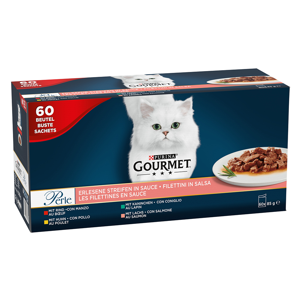 GOURMET Perle Erlesene Streifen in Sauce Sorten-Mix 60x85g
