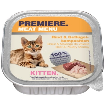 PREMIERE Meat Menu Kitten Rind und Geflügelkomposition 16x100 g