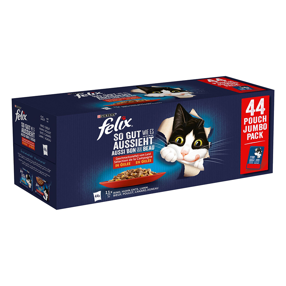 Felix Nassfutter Katze in Gelee 44x85 g Geschmacksvielfalt vom Land