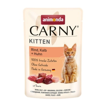 animonda Carny Nassfutter Katze Kitten Rind, Kalb und Huhn 12x85 g