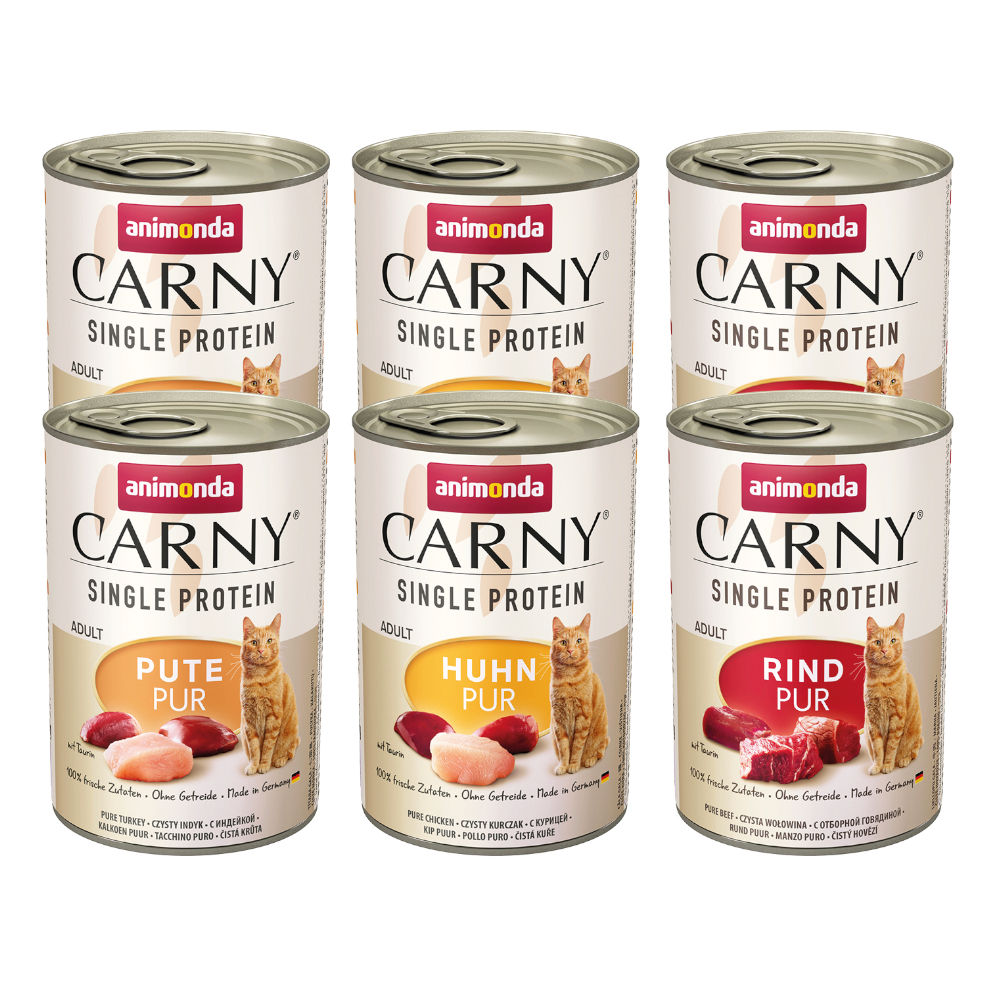 animonda Carny Nassfutter Katze Adult, Mixpaket Single Protein 6x400 g