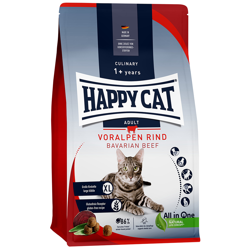HAPPY CAT Culinary Trockenfutter Katze Adult, Voralpen-Rind 10 kg