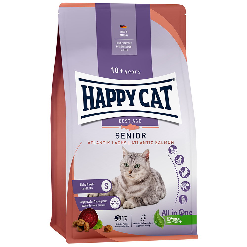 HAPPY CAT Trockenfutter Katze Senior, Atlantik-Lachs 1,3 kg