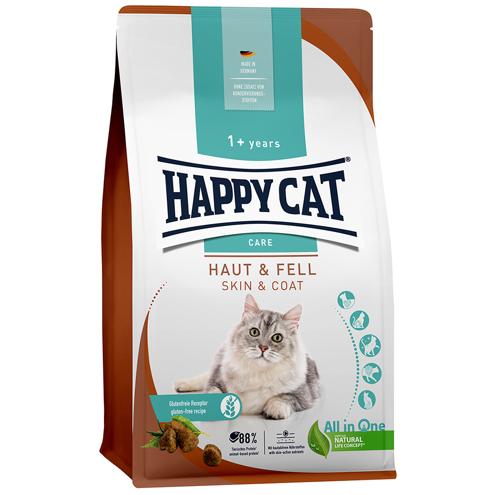 HAPPY CAT Care Trockenfutter Katze Adult, Haut & Fell 1,3 kg