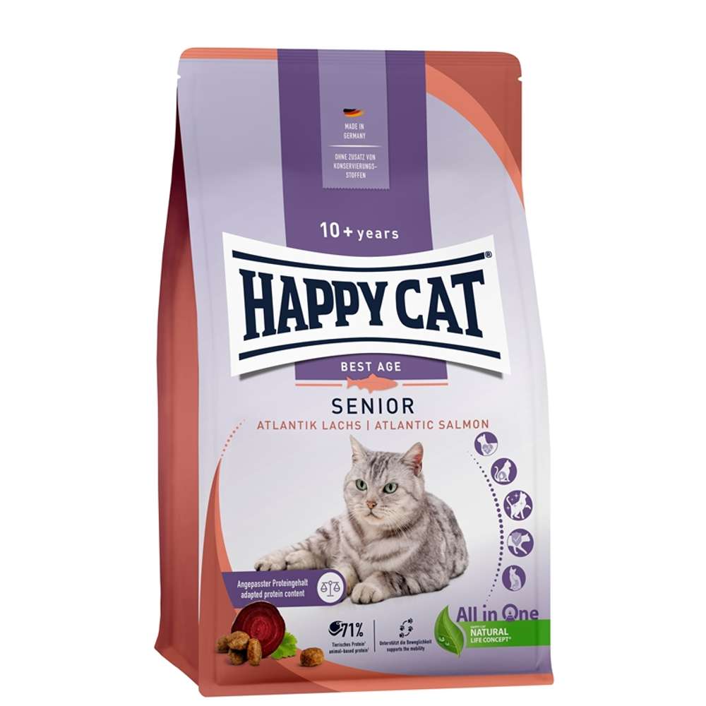 HAPPY CAT Trockenfutter Katze Senior, Atlantik-Lachs 4 kg
