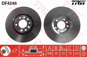 TRW Bremsscheibe DF4246 Bremsscheiben,Scheibenbremsen OPEL,SAAB,VAUXHALL,Corsa D Schrägheck (S07),ZAFIRA B (A05),Meriva A (X03),Astra H Caravan (A04)