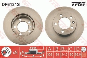 TRW Bremsscheibe DF6131S Bremsscheiben,Scheibenbremsen OPEL,RENAULT,NISSAN,Movano B Kastenwagen (X62),Movano B Bus (X62)