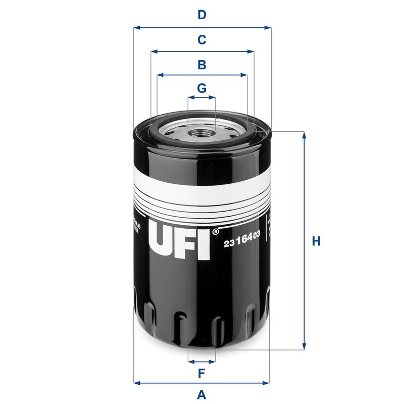 UFI Ölfilter 23.164.03 Motorölfilter,Filter für Öl VW,AUDI,FORD,PASSAT Variant (3B6),GOLF III (1H1),GOLF II (19E, 1G1),PASSAT (3B3)